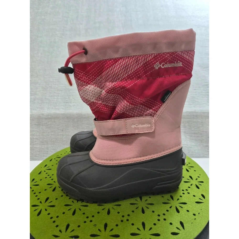 Columbia Powderbug Plus II Kids US 2 Winter Boot Pink Black Waterproof Mid Calf